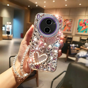 适用于vivoY600Pro满钻爱心珍珠棒棒糖手机壳V2561A闪钻全包防摔y600pro女款带手绳5G奢华高档水钻个性y6t新
