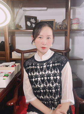 紫陌丁香编织工作室-苍羽钩针背心材料包，有直播回放视频教程