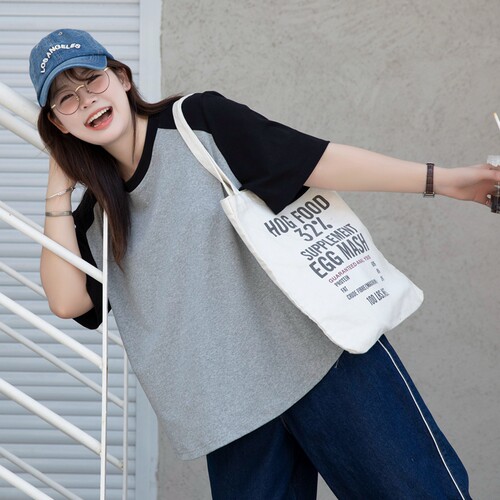 短袖基本款插肩纯棉女