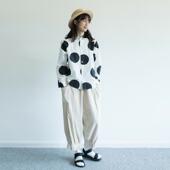 水玉点 黑白大波点 日系娃娃领 男朋友 hewu和物 棉衬衫 原创设计