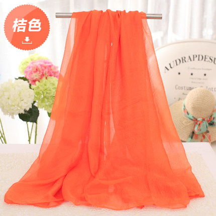 夏季纯色防晒丝巾海边沙滩巾长款春秋披肩女纱巾围巾秋冬季大雪纺