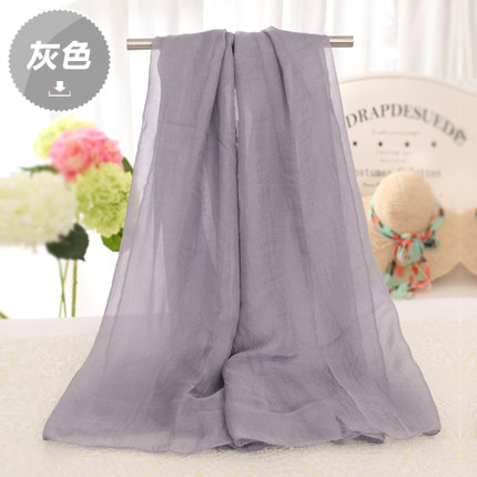 夏季纯色防晒丝巾海边沙滩巾长款春秋披肩女纱巾围巾秋冬季大雪纺