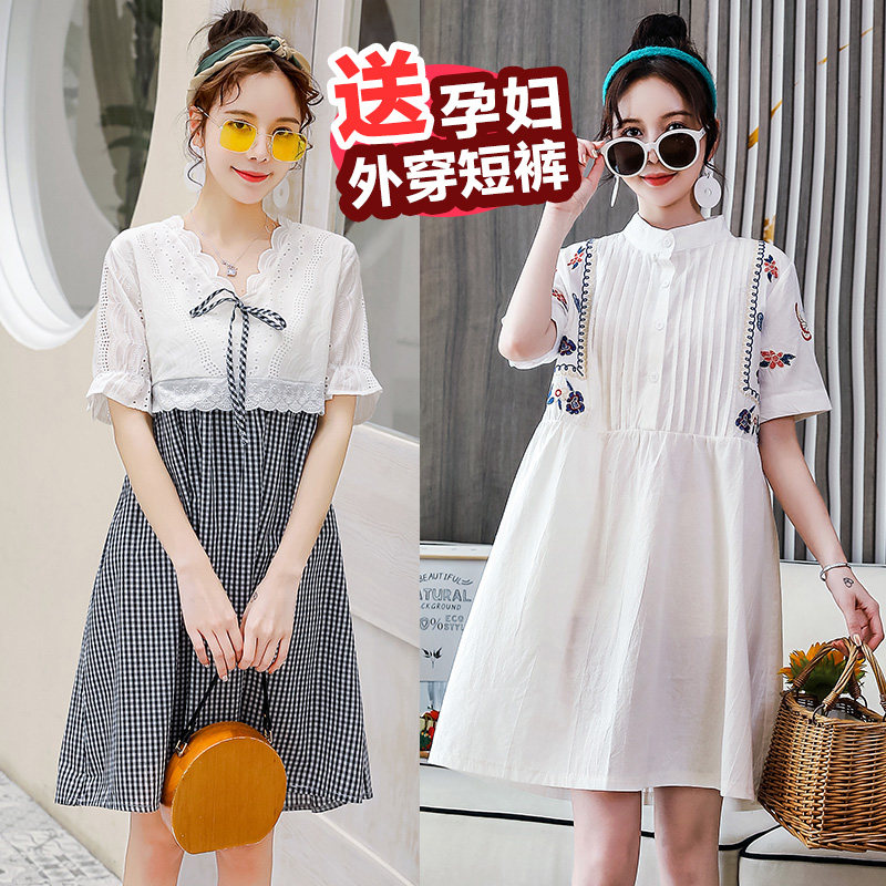 2020新款潮妈夏季孕妇连衣裙哺乳装宽松孕妇裙子夏天外出时尚款