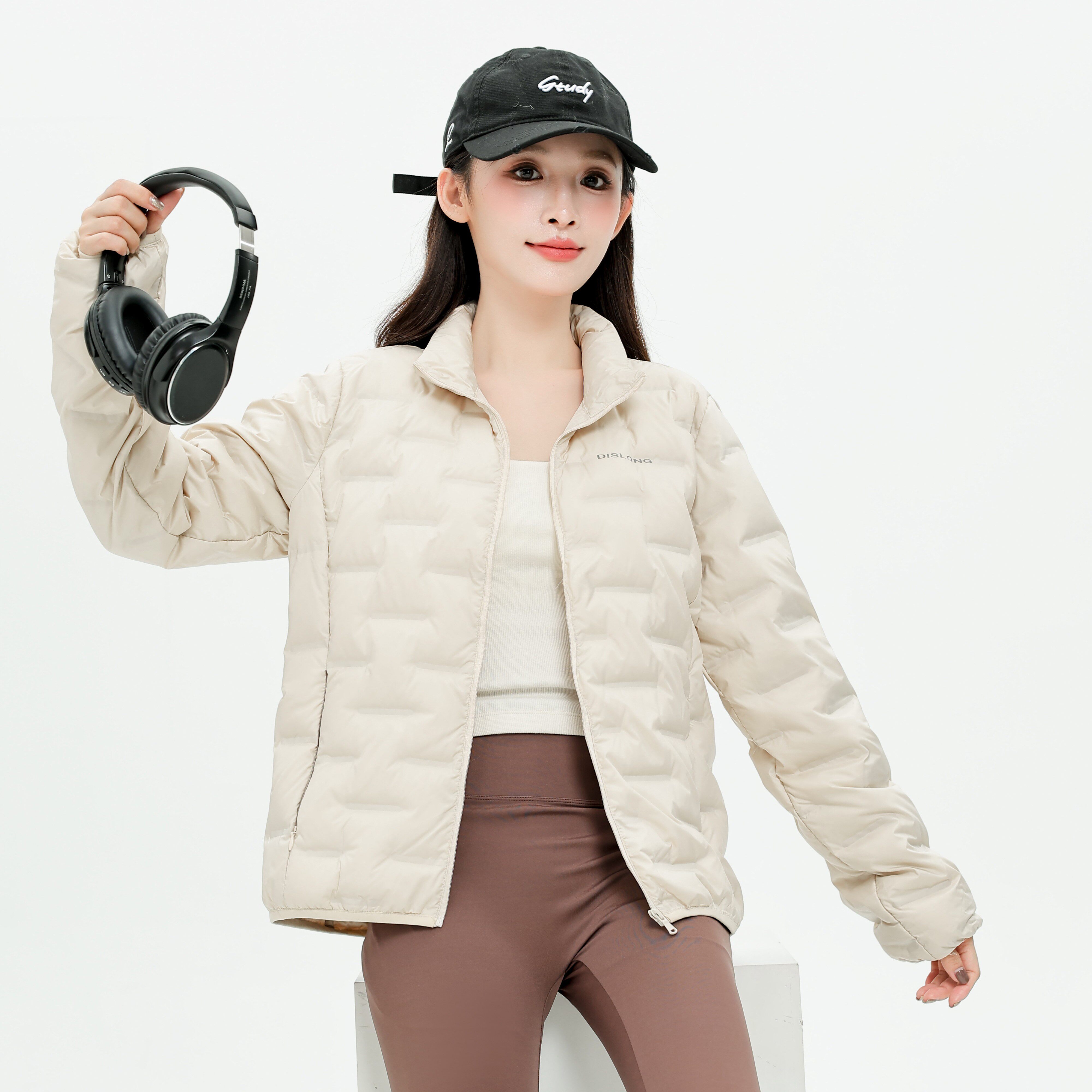 帝诗朗轻薄短款立领保暖羽绒服女