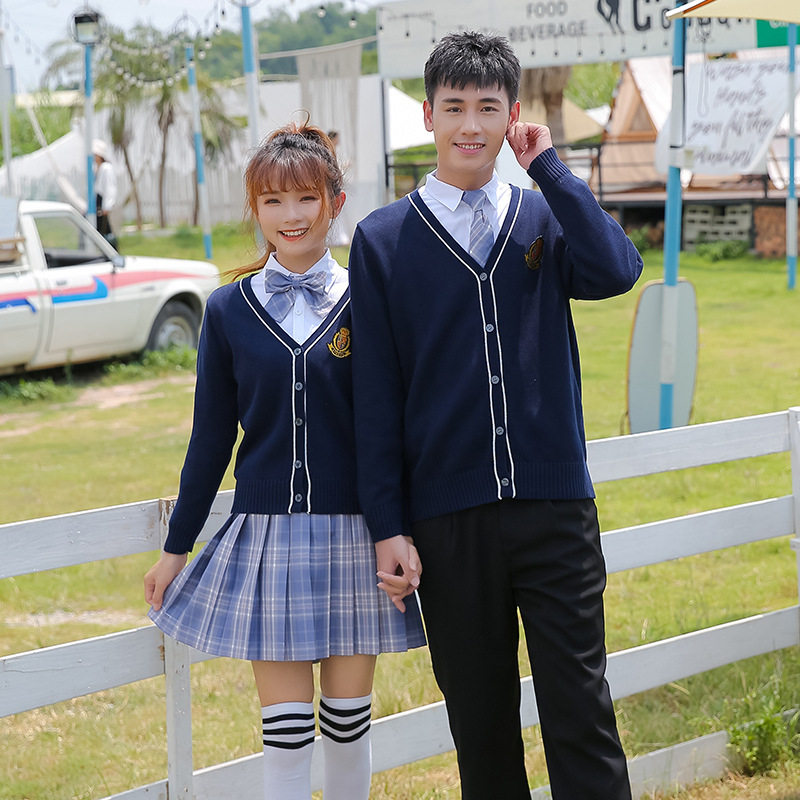 中学生校服套装学院风英伦班服情侣款男女韩版JK针织毛衣开衫制服