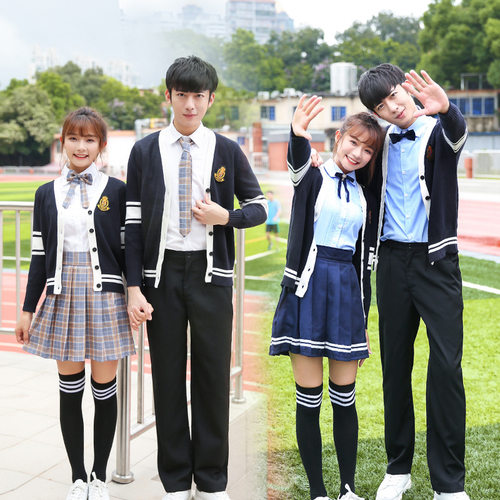JK制服男女同款毛衣针织开衫女秋冬百搭学院风中学生校服班服外套