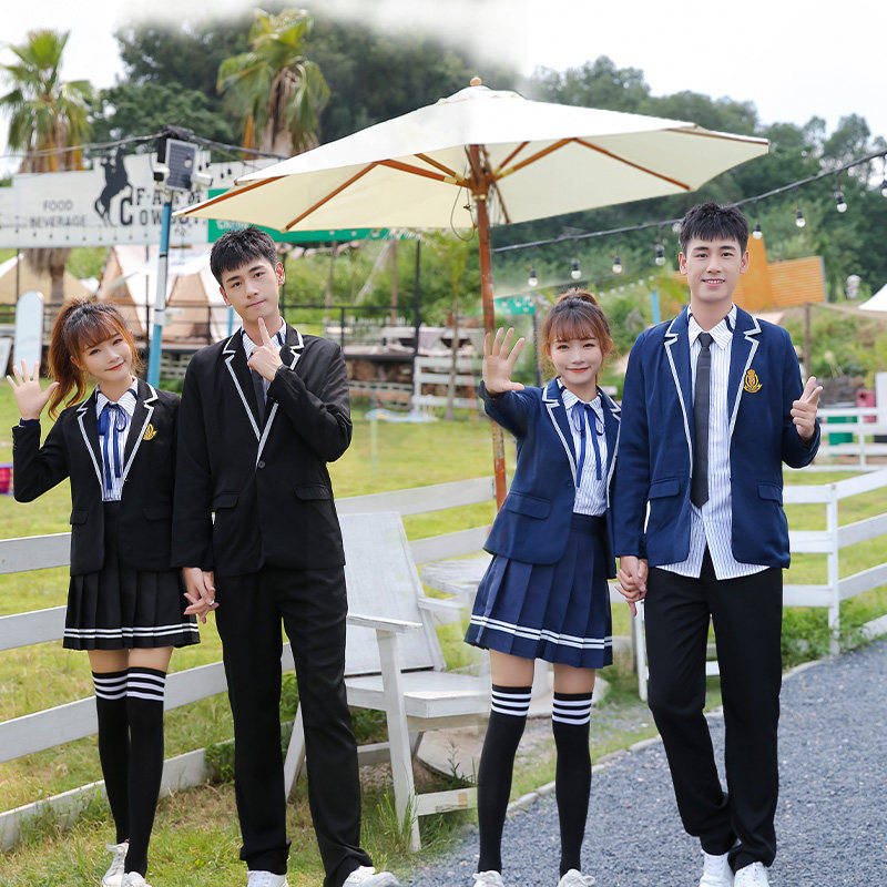 初高中学生长袖校服毕业班服青春演出服韩版情侣小西装套装JK制服