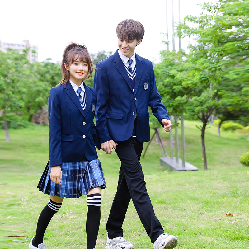 中学生校服班服制服 英伦学院风西服西装马甲套装 JK冈梨田裙