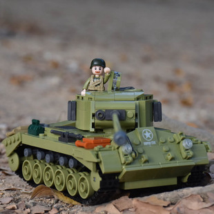 世界大战二战盟军潘兴重型装甲车主战坦克模型男孩拼装积木玩具