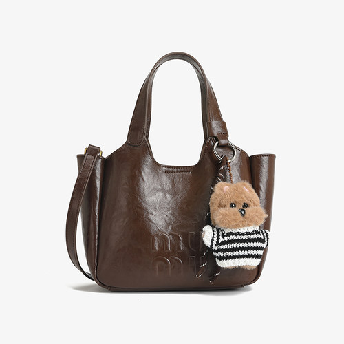 轻奢时尚百搭女包单肩斜挎手提包菜篮子包女通勤百搭女包咖色M630