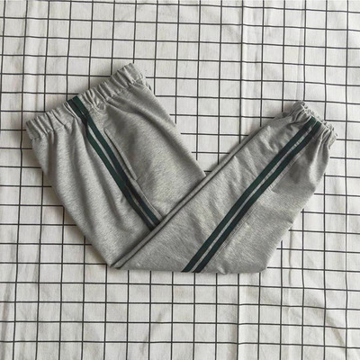 浅灰色运动休闲校服裤子束脚