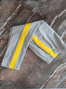 校服裤子灰色一条道杠宽黄色条儿童男女中小学生加绒订做运动休闲