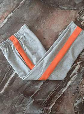校服裤子灰色一条道杠宽橙色条儿童男女中小学生加绒订做运动休闲
