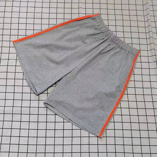 夏季超薄松紧腰浅灰色竖橙色针织条中小学生运动短裤五分裤校服