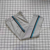 浅灰色亮蓝条亮黑条宽松运动校服直筒裤 中小学生秋春夏冬加绒加厚