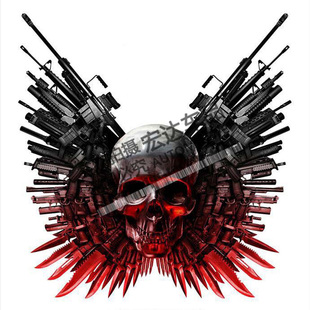 敢死队车贴标志骷髅乌鸦骷髅枪摩托车贴纸装饰改装