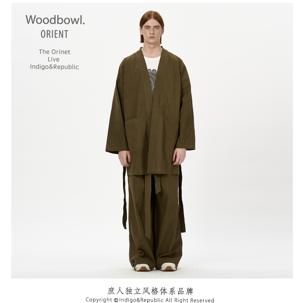 庶人草木染廓形道袍开衫