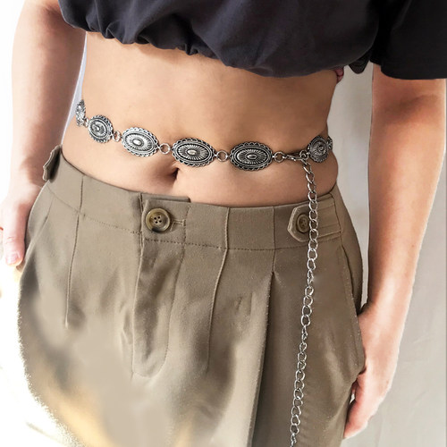 民族风古银金属链条腰带女配裙子