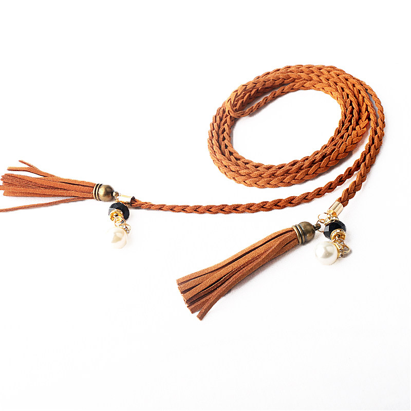 编织腰链女配裙子简约百搭毛衣装饰腰带时尚休闲流苏绳子腰带配饰