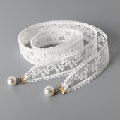 蕾丝腰带女配连衣裙子时尚 饰腰链白色配饰 百搭珍珠刺绣花边布带装