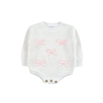 D1633 新生儿婴幼儿针织衫男女童宝宝开档哈衣爬服连体衣毛衣舒适