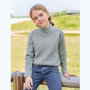 高领长袖 D771 女童百搭时尚 保暖针织衫 套头中大童毛衣 三色秋冬季