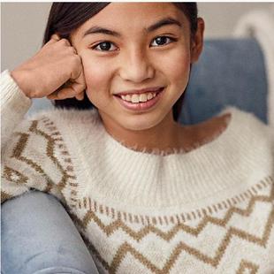 套头毛衣中大童 保暖毛衣舒适透气圆领长袖 D940 西班牙女童针织衫