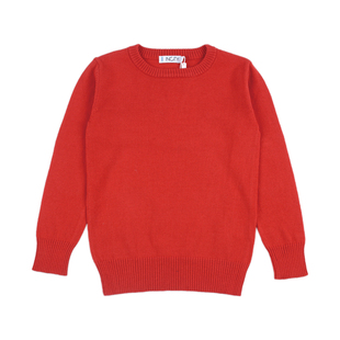 D378 打底毛衣秋冬中大童上衣 羊毛混纺男女童百搭圆领套头针织衫