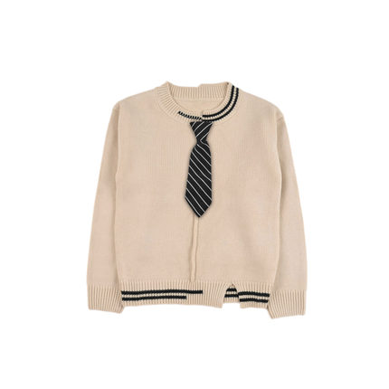 D1304 男童配领结针织衫毛衣保暖舒适透气圆领长袖套头中童上衣