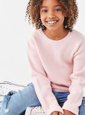 B1914 多色女童柔软针织衫秋冬季保暖毛衣舒适中大童儿童长袖套头