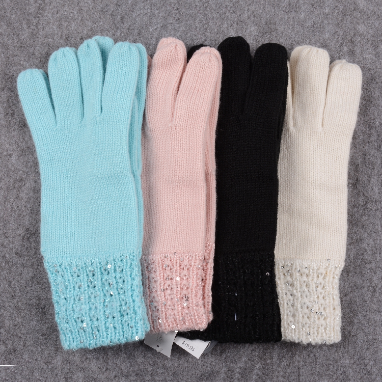 多色毛线保暖分指手套