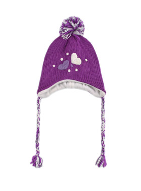 C915羊毛混纺女童百搭毛钱款秋冬季双层加绒保暖毛线针织帽中小童