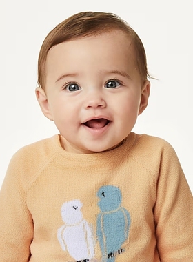 D1170 纯棉百搭保暖男女童舒适透气宝宝新生婴幼儿毛衣小童上衣