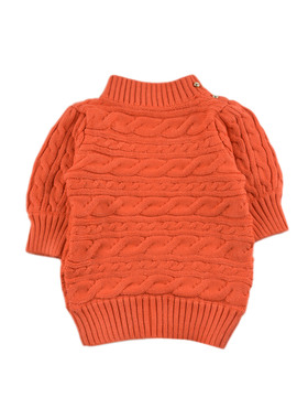 D1727 针织衫舒适女童中小童毛衣半高领短袖套头上衣休闲百搭