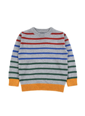 D1718 羊毛针织衫男童彩虹条纹款毛衣圆领长袖套头舒适百搭上衣