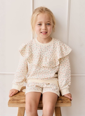 A2639 有机棉碎花百搭纯棉女童短裤夏抽绳松紧腰中小童儿童运动裤