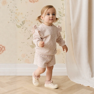 A2622 短裤 松紧腰休闲运动透气裤 子 有机棉女童碎花柔软舒适夏装