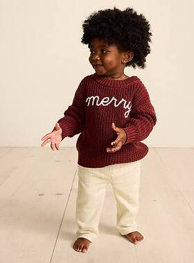 D1564 有机棉粗针男女童婴幼儿小中大童针织衫毛衣圆领长袖套头