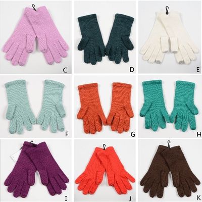 腈纶混纺女款针织保暖五指手套