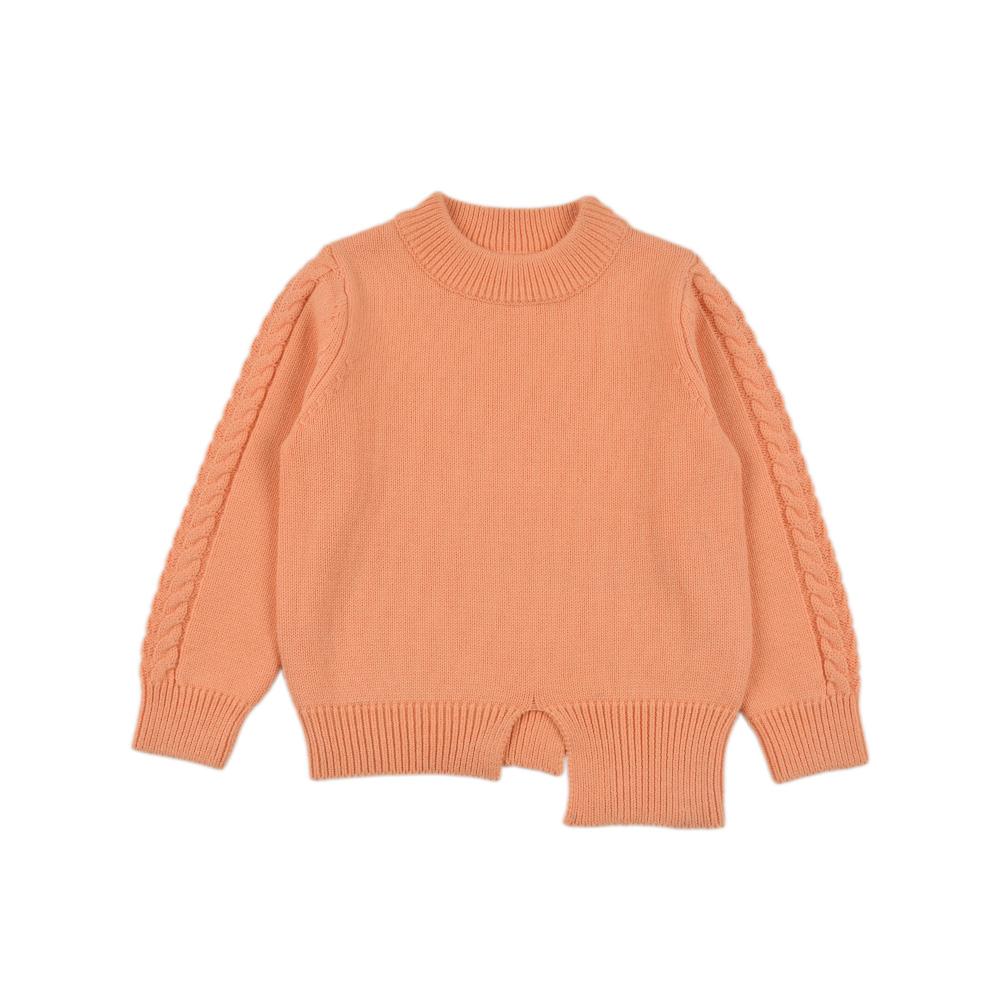 D874纯棉百搭保暖毛衣女童秋冬季针织衫圆领长袖套头舒适透气上衣