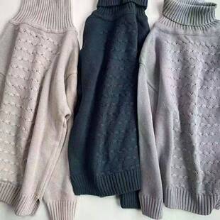 B1786 三色 全棉 纯色长袖高领针织套头毛衣儿童中性男女小中大童