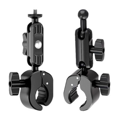 手机运动相机自杆固定配件大力夹双头骑行万向豌豆荚蟹钳夹支架