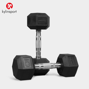 实心六角哑铃男士 健身器材练臂肌女士PVC纯铁哑铃家用运动训练5kg