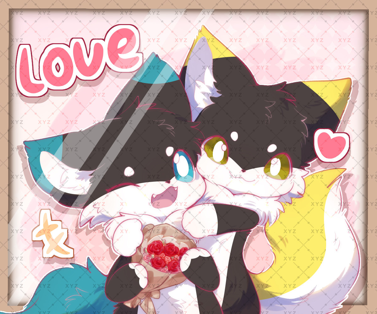 Love双兽模板约稿定制furry兽圈幻想生物情人节恋爱相册白菜价