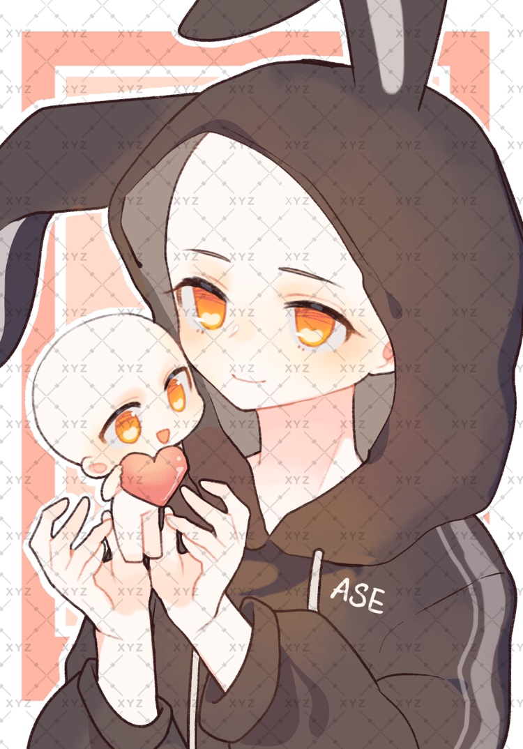 涩牌模板约稿定制Q版手绘可爱同人卡通和服双人互动情人CP白菜价