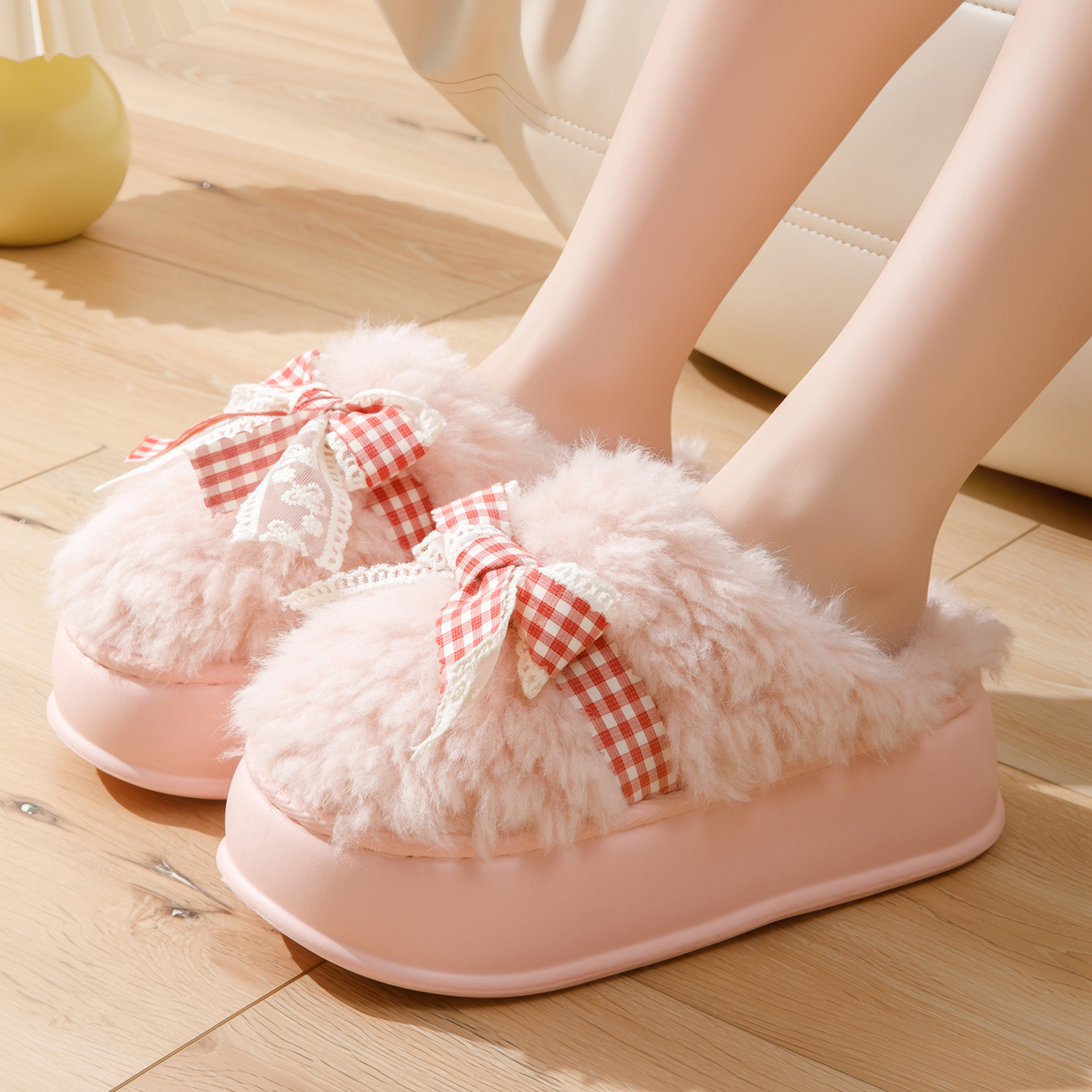 厚底棉拖鞋女居家秋冬季防冻保暖