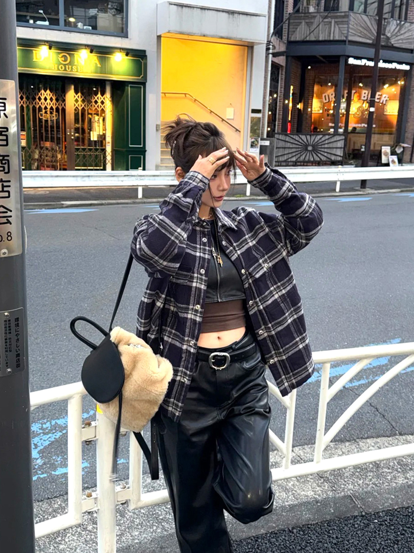 thumbnail for in Stock Workdog Lamb Wool 925 Silver Buckle Flannel Plaid Shirt Jacket for Women and Men