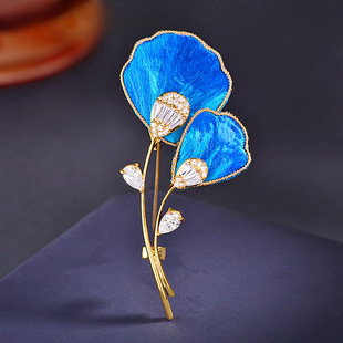 新款高档时尚银杏叶胸针创意感绒花别针优雅气质轻奢衣饰胸花