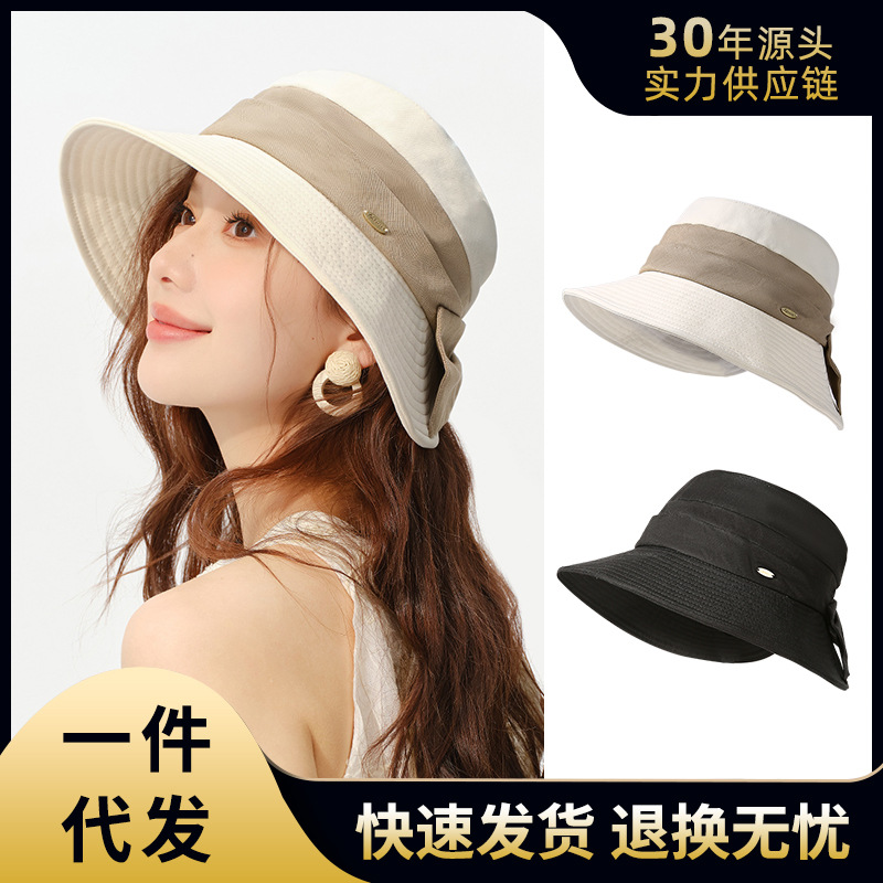 【特惠】春夏女士遮阳帽户外休闲太阳帽显脸小防晒帽蝴蝶结渔夫帽
