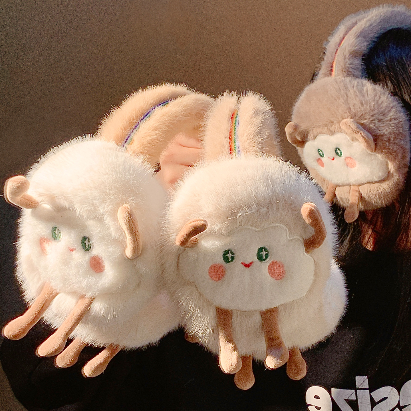 2025新款彩虹娃娃保暖耳罩女可爱小精灵冬天骑车防冻护耳可叠耳套